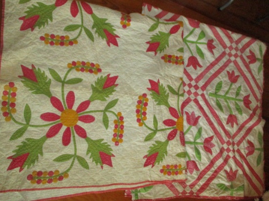Two Hand made Floral Quilts
