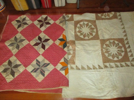 Two Hand Stitched Pin Wheel Quilts