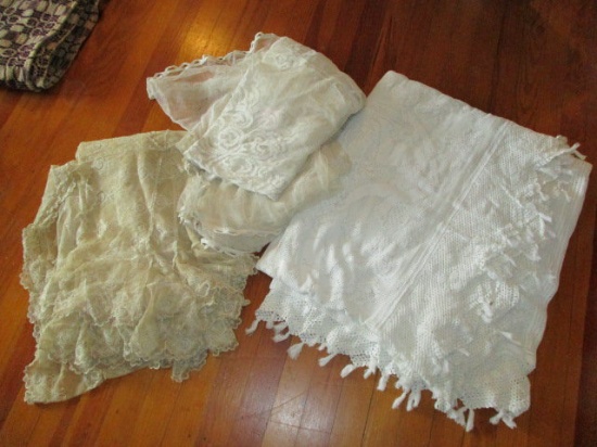 Two Antique Lace Coverlets and Lace Bedspread