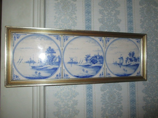Three Framed Delft Tiles