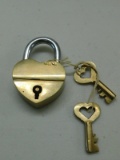 Brass Heart Lock & Keys