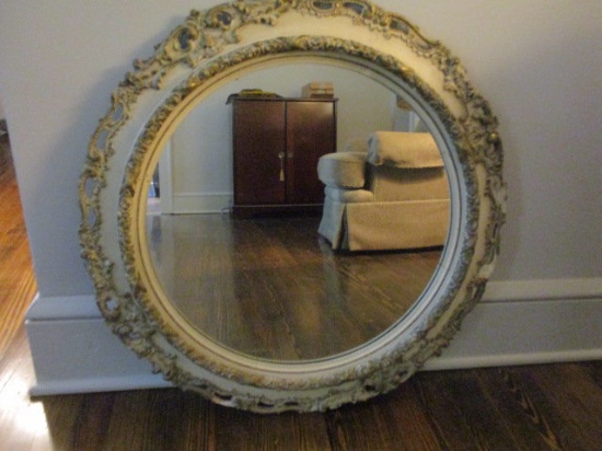 Vintage Painted Ornate Wood Framed Mirror
