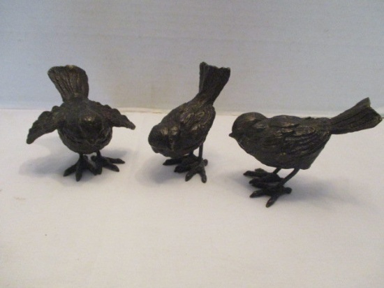 Three Bronze Tone Metal Birds