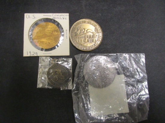 3 Commemorative Medallions & 1 Replica Coin