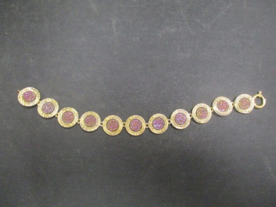 Gorgeous 14k Gold Bracelet w/ Druzzy Circular Links
