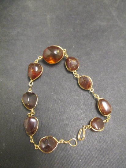 7" Wire Wrapped Amber Bracelet