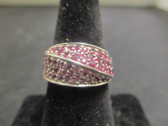 Sterling Silver Ring w/ Pink Stones