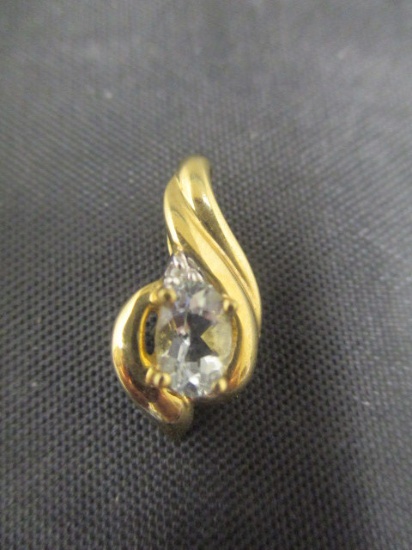 10k Gold White Topaz Pendant