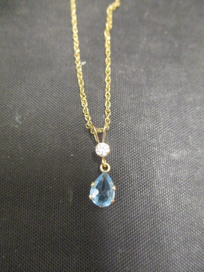 10k Gold Topaz Pendant on Gold Filled Chain