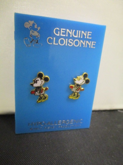 Genuine Cloisonne Minnie Mouse Pierced Earrings