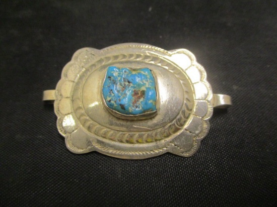 Sterling Silver Clip  w/ Turquoise Stone- Marked 1Y1