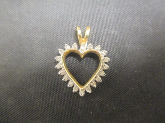 10k Gold Diamond Heart Pendant