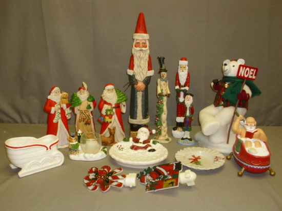 Lot of Christmas Items - Santa's, Candy Dishes, Bear, Nightlights etc.