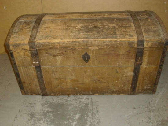 Fantastic Antique Wooden Trunk