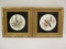 Pair of Framed Staffordshire Hand-made English Ceramic Bird Plaques