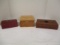 Two Cigar Boxes and Wood Carved Tissue Box