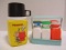 Vintage Peanuts Thermos and Fisher Price Milk Bottles in Carrier