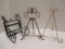 Metal Wine Bottle Rack and Two Book/Plate Stands