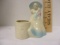 Vintage Southern Belle in White Dress with Blue Trim Planter