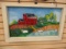 Signed/Numbered Framed Painting on Glass Window of Farm Scene