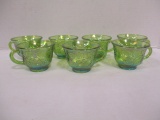 Seven Carnival Glass Punch Cups with Grape Pattern