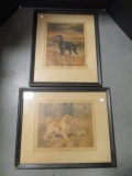 Two Framed Vintage Hunting Dog Prints