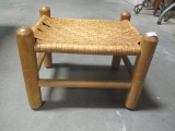Foot Stool with Woven Seat