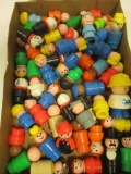 Tray of Vintage Fisher Price Little People-Farmers, Dog, Construction Workers, Magician, etc.