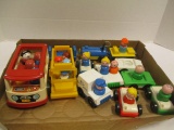 Vintage Fisher Price Little People Vehicles with Characters-School Bus,