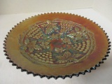 Carnival Glass Dish with Grape Leaf Pattern