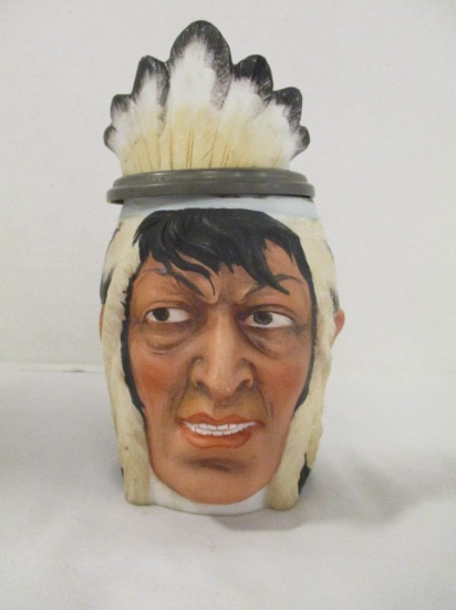 Antique Native American Head Beer Stein