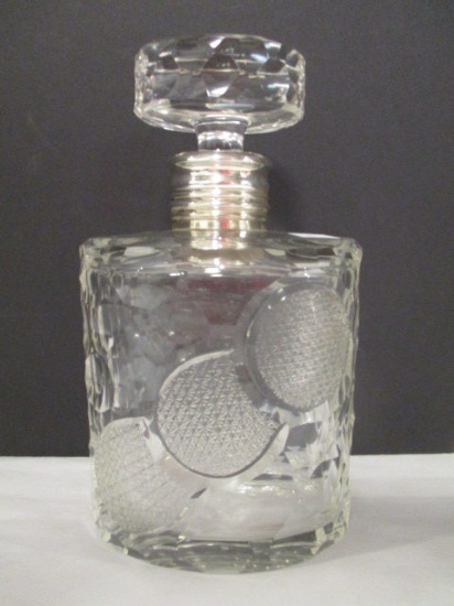 Vintage Crystal Decanter with Sterling Silver Rim