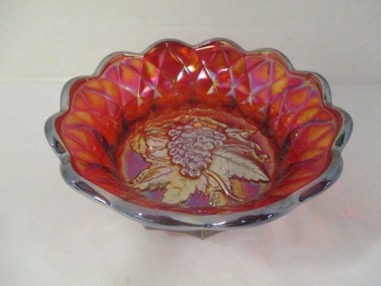 Fenton Carnival Glass Tidd-Bit Dish with Grape Pattern