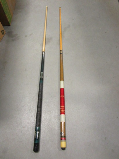 Harvard and Sears Two Piece Pool Cues