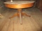 Round Oak Pedestal Table with Casters