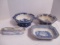 Antique Blue and White Tureens, Serving Bowl and Lidded Dish