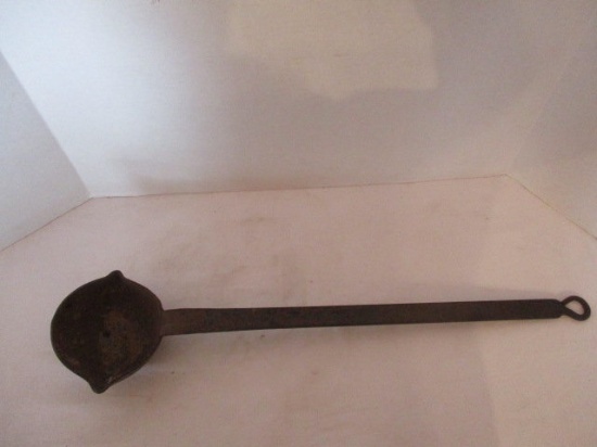 Antique 26" Cast Iron Double Spout Lead Smelting Dipper/Ladle