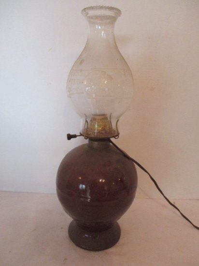 Brown Pottery  Electric Lamp