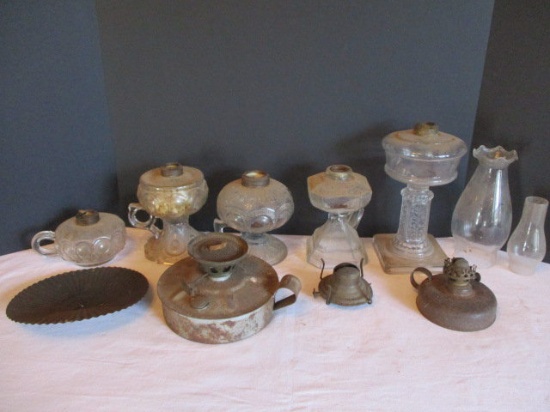 Lot of Lamp Parts-Chimneys, Bases, etc.