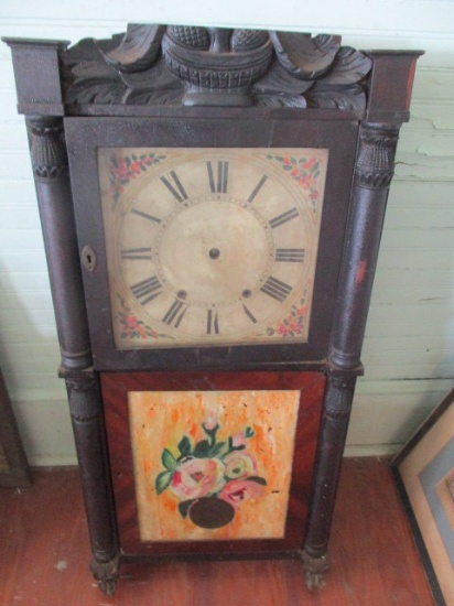 Antique Henry Terry Clock with Reverse Painting on Bottom Door