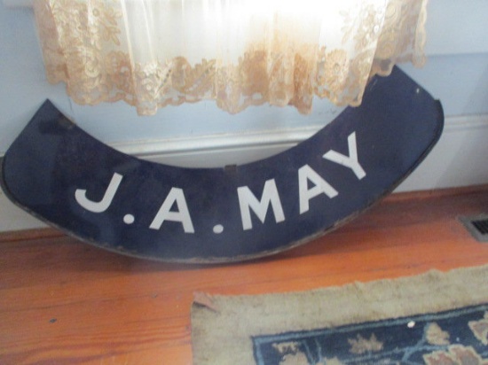 Antique Enamel Store Proprietor Name Sign-"J.A. May"