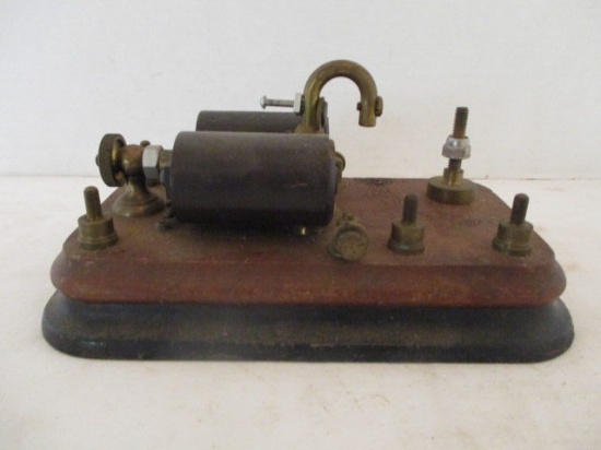 Antique Telegraph Sounder on Cast Iron and Wood Base