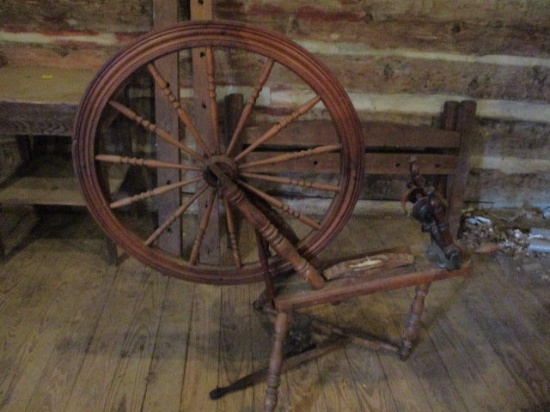 Antique Spinning Wheel with Shuttle