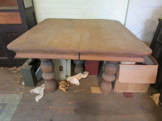 Vintage Wood Table with Fluted Legs