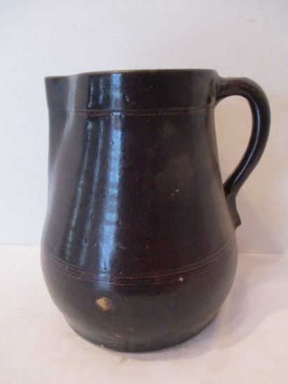 Heavy Brown Pottery Pitcher