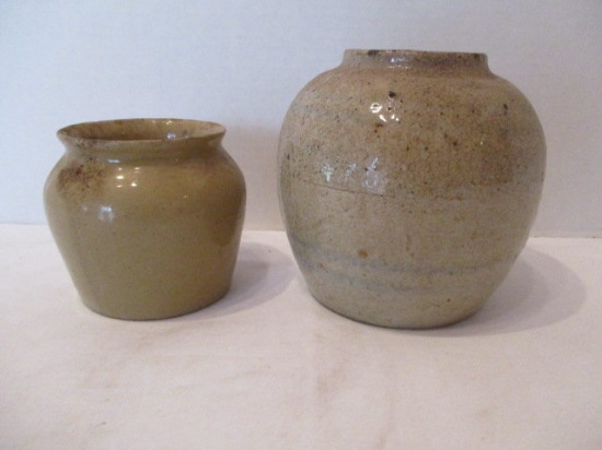 Two Small Pottery Crocks