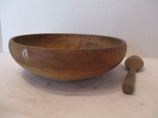 Hand Turned Wood Bowl and Wood Spoon
