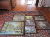 Seven Framed Paint By Numbers Nature Scenes