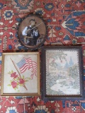 Three Framed Antique Needle Point