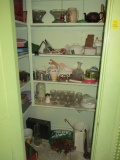 Contents of Closet-Cups/Saucers, Metal Box, Punch Bowl Bases, etc.